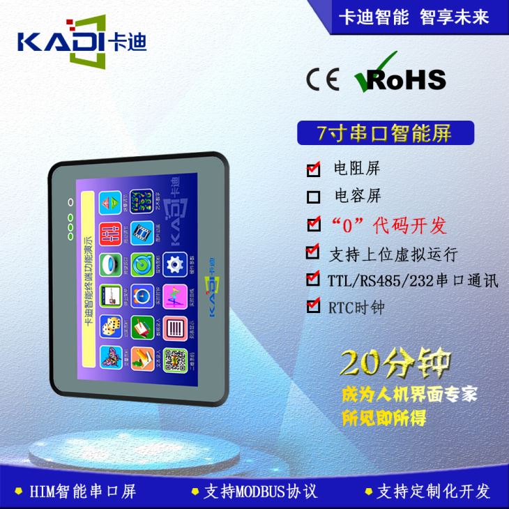 7 inch highlighted industrial serial screen